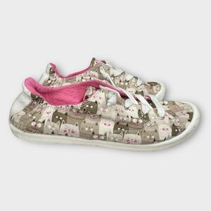 Bobs Skechers Beach Bingo Kitty Cat Concert Lace Up Shoes Sneakers Size 9.5
